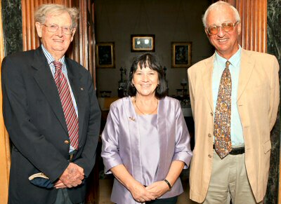 Emeritus Professor Brian Fletcher, Derelie Cherry and Lord Charles Howick after the book was officially launched.